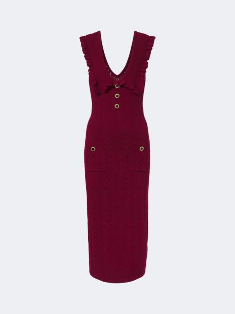 Alessandra Rich Ruffled knitted pointelle midi dress