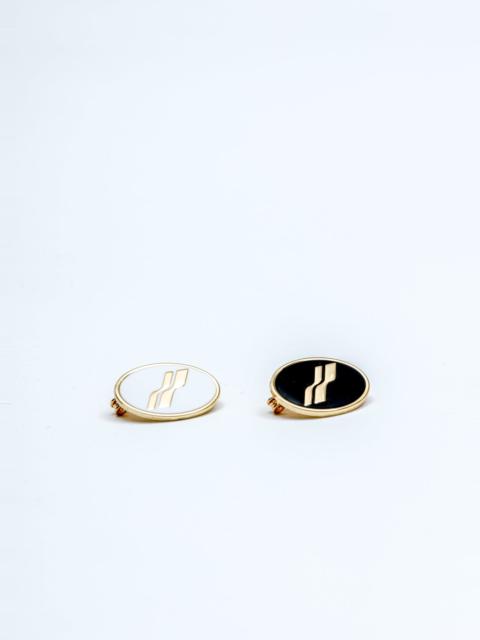 We11done Gold Oval Logo Brooch Set