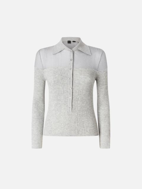 PINKO RIBBED LONG-SLEEVED POLO SHIRT