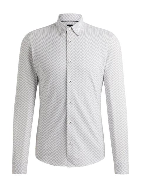 BOSS SLIM-FIT SHIRT IN PATTERNED PERFORMANCE-STRETCH FABRIC