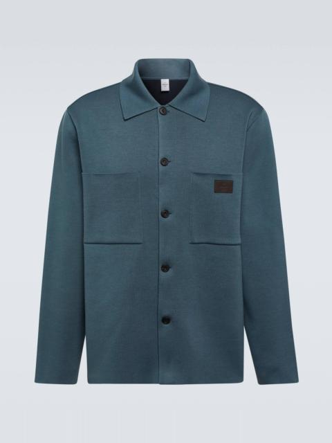 Leather-trimmed cotton and silk-blend overshirt