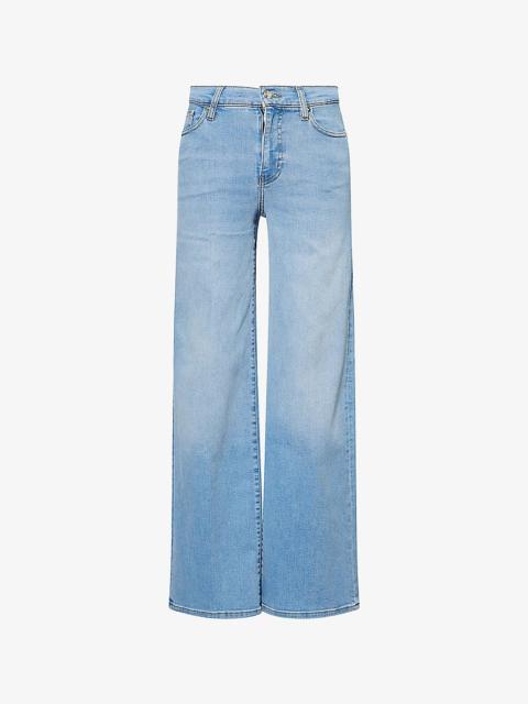Le Slim Palazzo Five-Pockets Wide-Leg High-Rise Stretch-Denim Blend Jeans