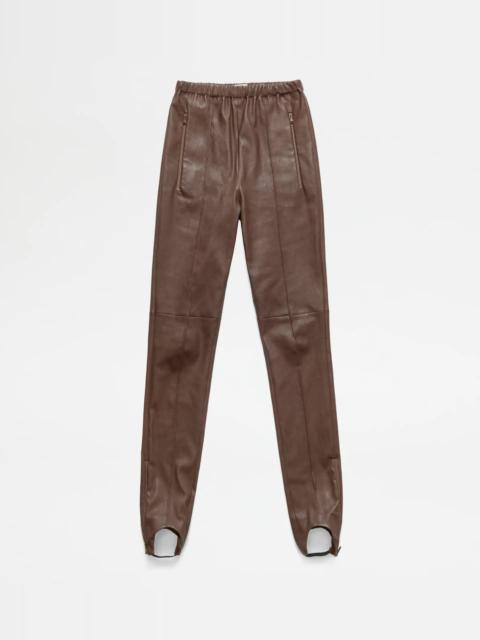 Tod's LEATHER TROUSERS - BROWN