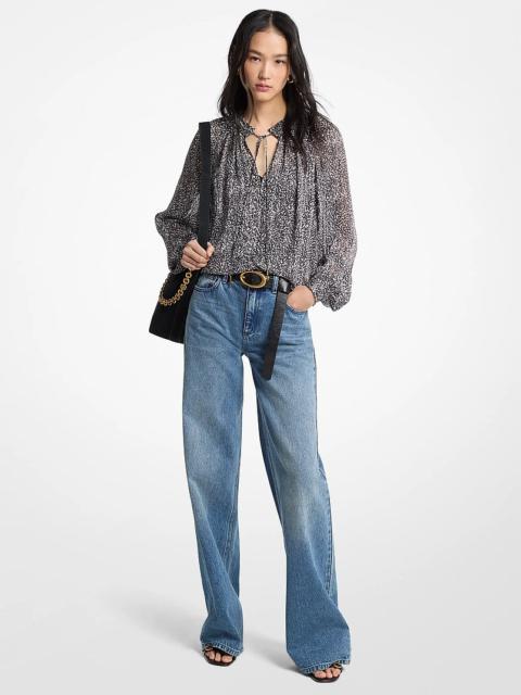 MICHAEL KORS Metallic Printed Georgette Blouse