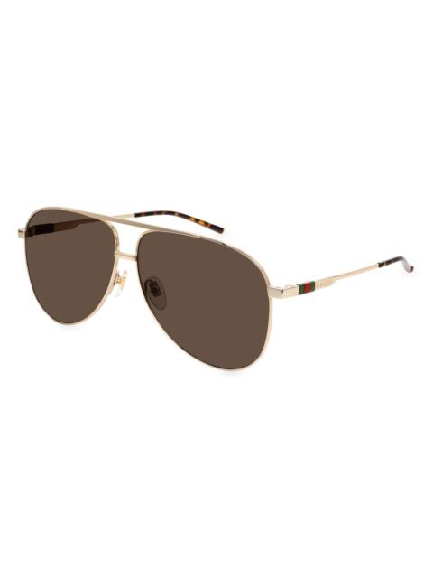 GUCCI Men's Details 62MM Pilot Sunglasses - Brown Gold