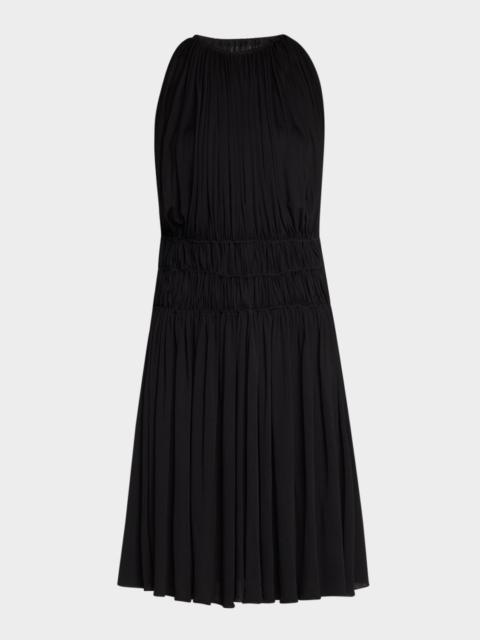 SAINT LAURENT Ruched Sleeveless Fit-&-Flare Dress