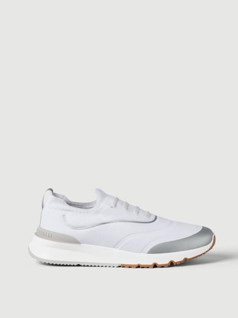 Brunello Cucinelli Techno cotton knit runners with heat-bonded details
