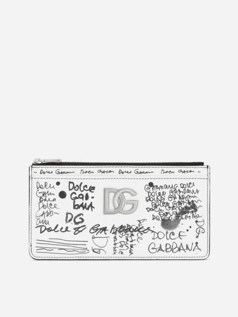 Dolce & Gabbana Large calfskin card holder with logo print