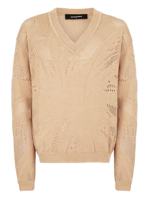 DSQUARED2 openwork-detail V-neck sweater