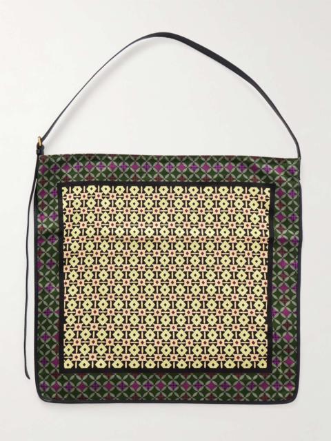 Dries Van Noten Leather-trimmed printed twill tote Multi