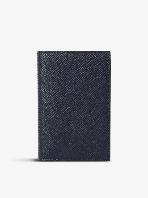 Smythson Panama six-card slot folded leather card holder