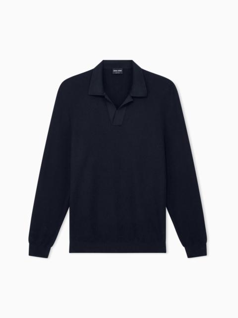 GIORGIO ARMANI KNIT POLO REGULAR FIT HONEYCOMB STITCH VIRGIN WOOL
