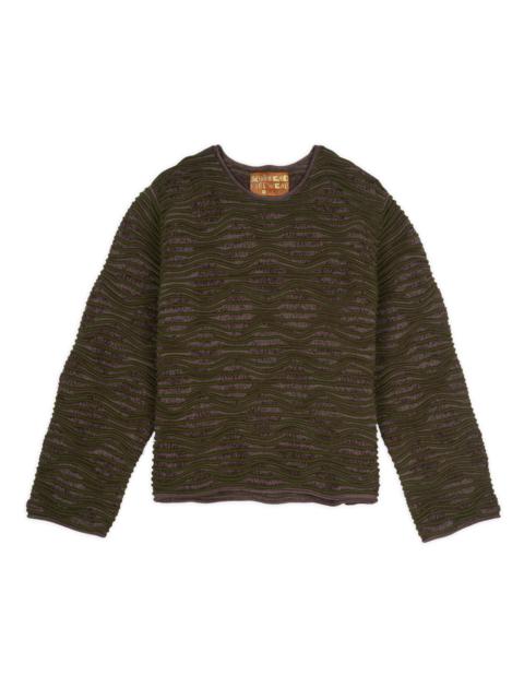 BRAIN DEAD 3D Wave Cropped Sweater - Forest Green