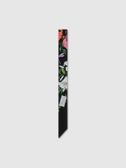 Printed silk twill neck bow