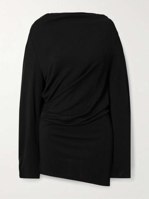 JACQUEMUS Croisière open-back draped jersey mini dress Black