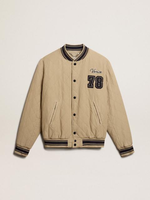 Golden Goose Khaki-colored quilted cotton bomber jacket