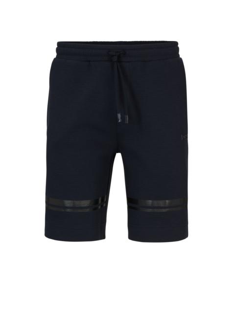 BOSS RELAXED-FIT COTTON SHORTS WITH MIRROR-EFFECT STRIPES