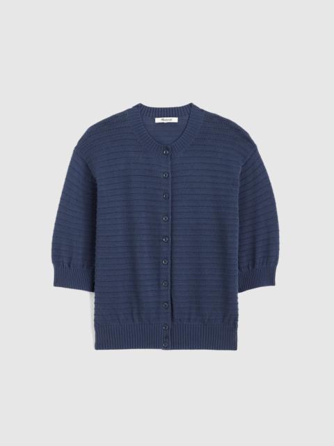 Madewell Textured Short-Sleeve Cardigan in 100% Cotton