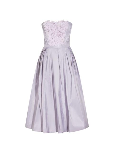 ELISABETTA FRANCHI floral-appliqué strapless midi dress