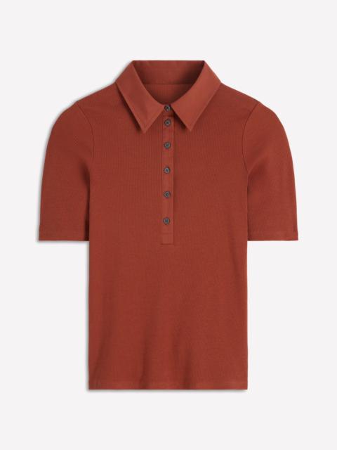 BODEN Collared Ribbed Henley Top-Burnt Orange
