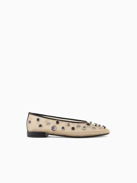 GIORGIO ARMANI GIORGIO ARMANI X 10 CORSO COMO BALLERINAS IN MESH AND RHINESTONES BEZELS
