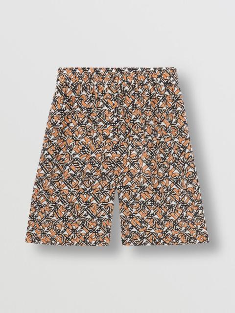 Burberry Monogram Print Silk Crepe de Chine Shorts