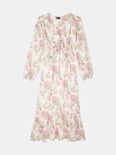 The Kooples LONG FLORAL PRINTED SILK DRESS