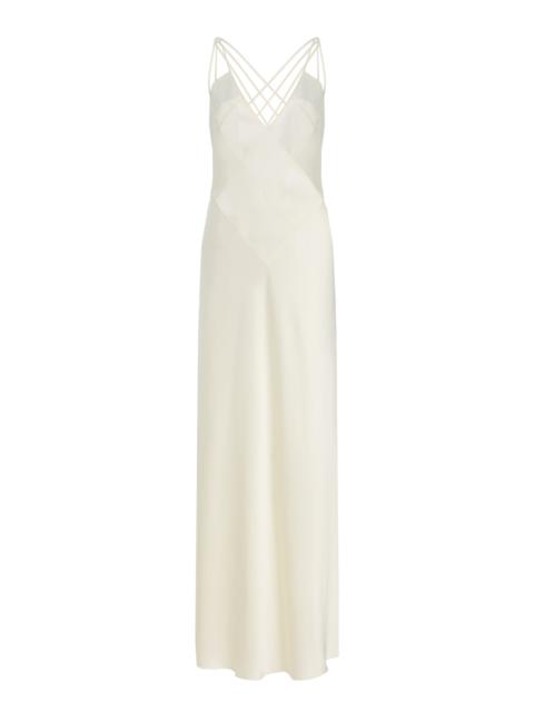 ANNA OCTOBER Melania Open-Back Satin Maxi Slip Dress ivory