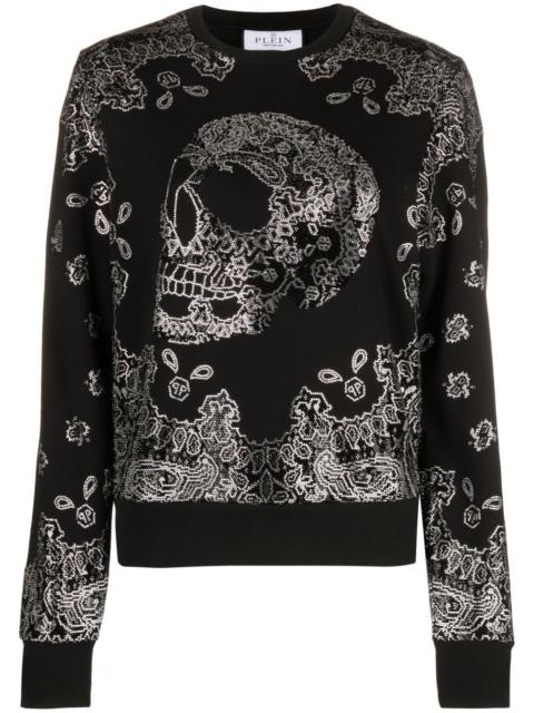 PHILIPP PLEIN skull-bandana cotton-blend sweatshirt