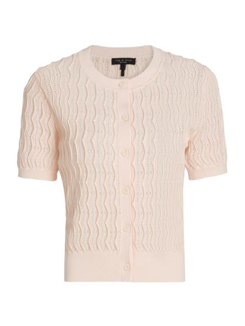 rag & bone Women's Leslie Short Sleeve Cardigan - Light Pink