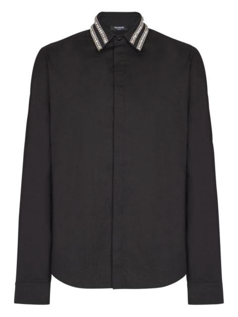 Balmain crystal-embellished collar shirt