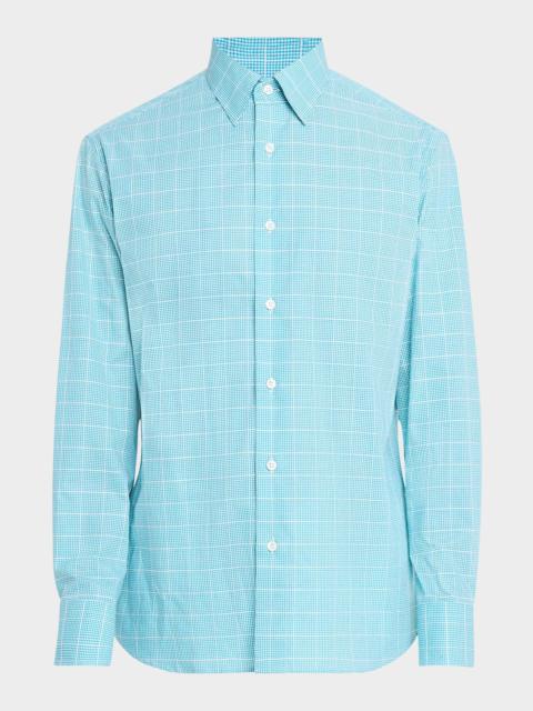 Brioni Men's Cotton Windowpane Check Sport Shirt