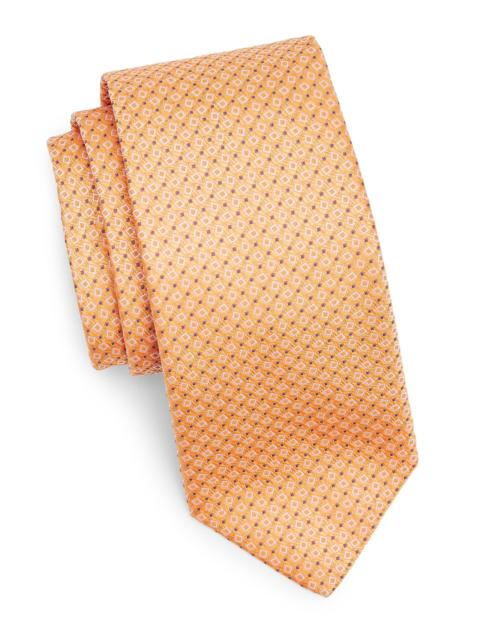 Canali Men's Micro Quadratti Silk Tie - Orange