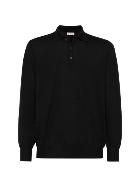 Brunello Cucinelli Men's Lightweight Knit Polo Shirt - Black