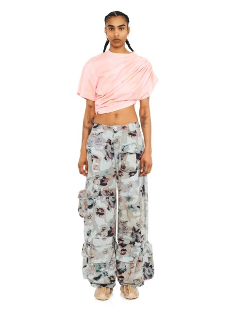Collina Strada BEIGE WATERCOLOR ROSES GARDEN CARGO PANT