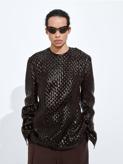 Bottega Veneta Scale Intreccio Leather Top
