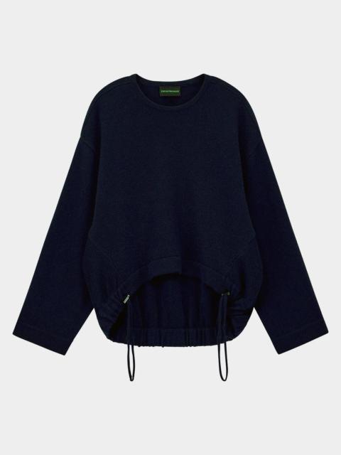 EMPORIO ARMANI Drawstring Virgin Wool-Cashmere Sweater