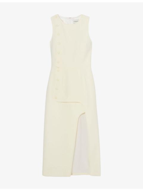Claudie Pierlot Button-Embellished Cut-Out Woven Midi Dress