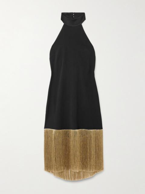 Taller Marmo Berlin Fringed Crepe Halterneck Mini Dress