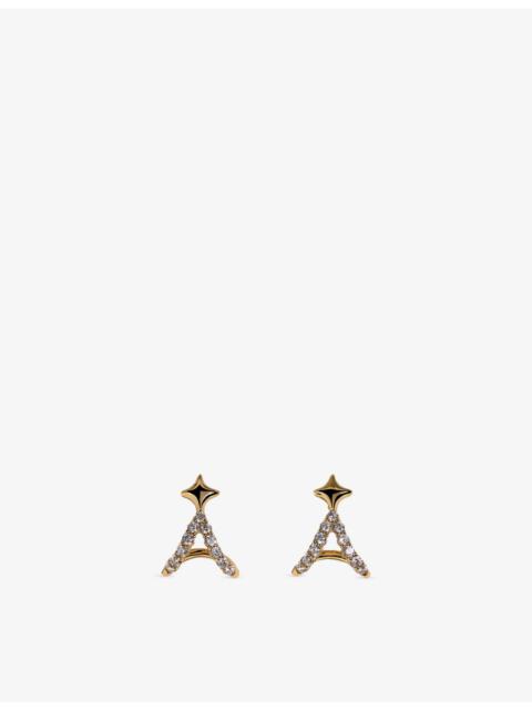 ASTRID & MIYU Cosmic Star Illusion 18ct Gold-Plated Sterling Silver and Cubic Zirconia Stud Earrings