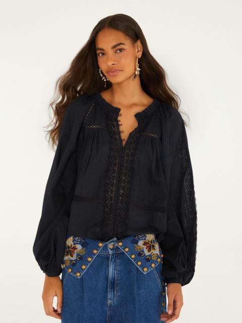 FARM RIO Boho Lace Long Sleeve Blouse