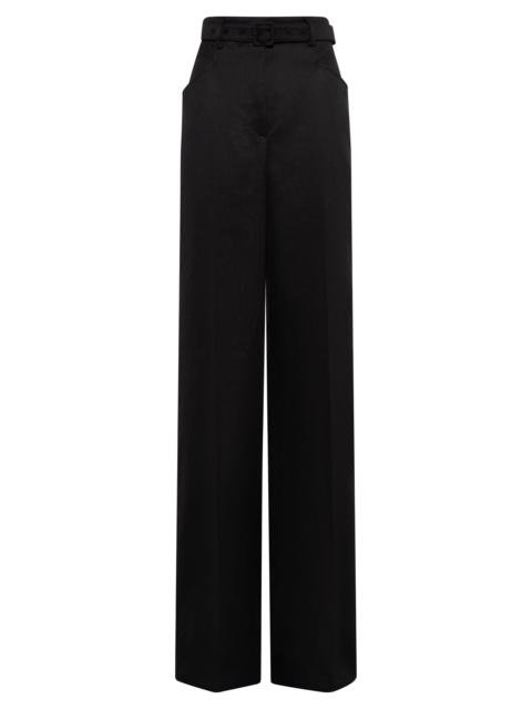 GABRIELA HEARST Norman Wide-leg Pant in Black Textured Linen Slub