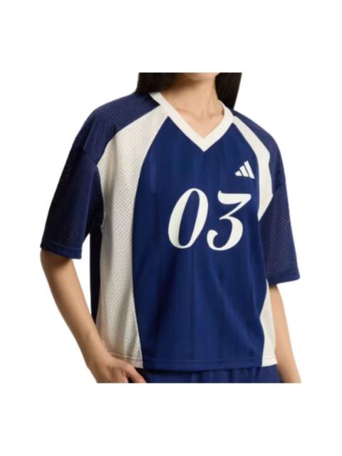adidas (WMNS) adidas Material Mix Tiro Tee Asia Sizing 'Dark Blue' KZ2339