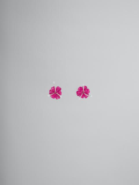 ENAMELLED METAL FLOWER STUD EARRINGS