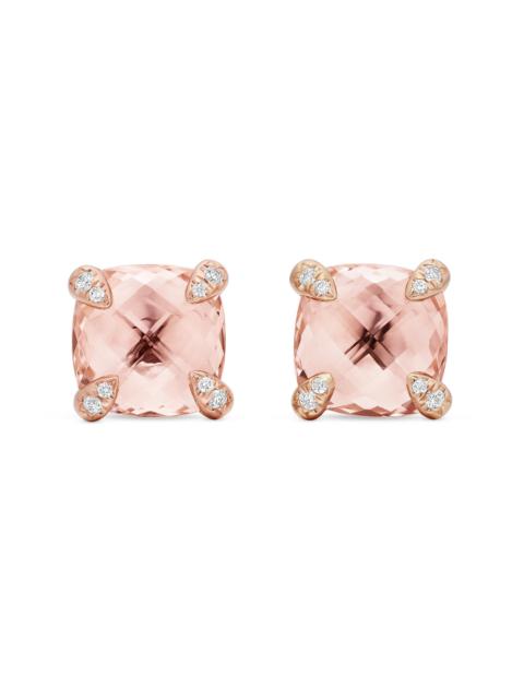 DAVID YURMAN Women's Chatelaine Stud Earrings in 18K Rose Gold with Morganite and Diamonds, 8mm - Rose Gold