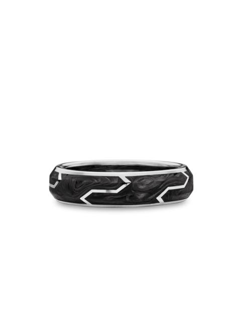 DAVID YURMAN Men's Forged Carbon Band Ring in 18K White Gold, 6mm - Black
