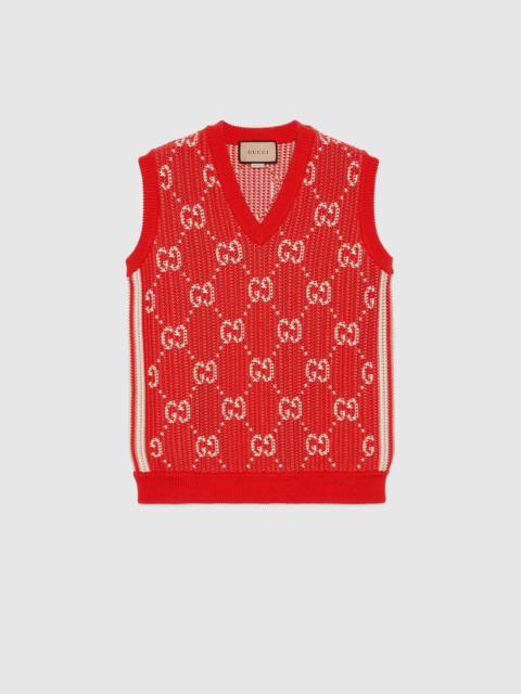 GG knit cotton jacquard vest