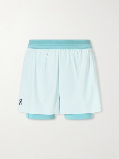 On Performance 3" Layered Mesh-trimmed Stretch-jersey Shorts