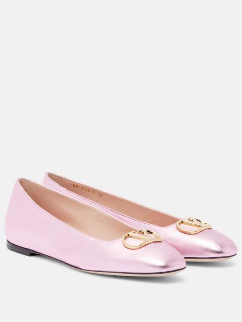 Valentino VLogo metallic leather ballet flats