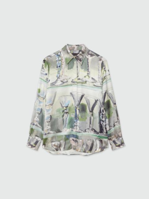MSGM Fluid satin shirt with "Glass" print